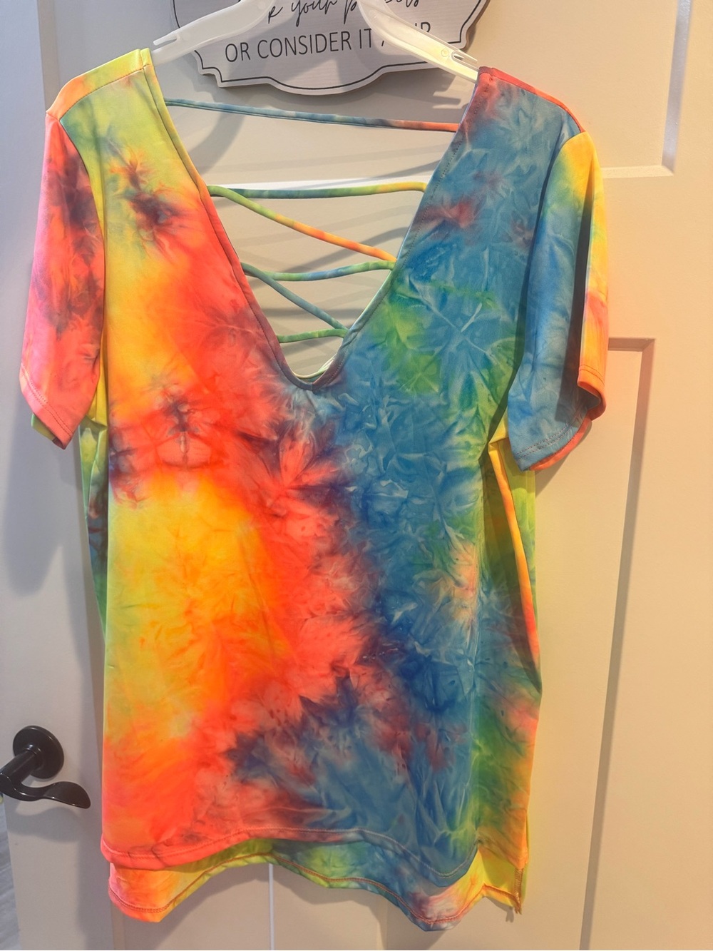 Bright Tie-Dye Crisscross Back Tee women’s small